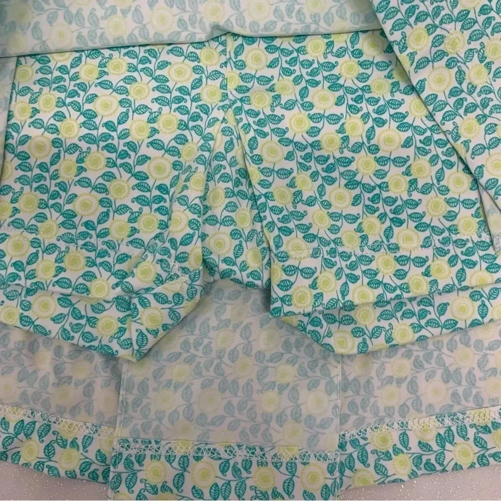 Jerdog Skort Skirt Large Pull‎ On Athletic Pockets Nylon Green Print Golf Tennis